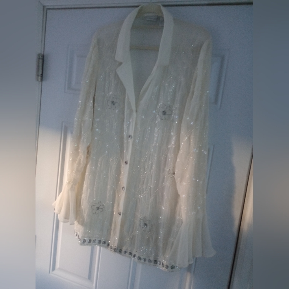 Spiegel Vintage Sheer Beads BLOUSE SIZE MEDIUM